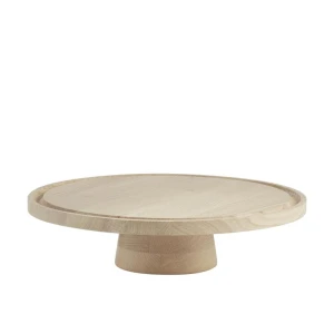 VALO niska okrągła patera na ciasto, drewno dębowe 32 x h8,5 cm