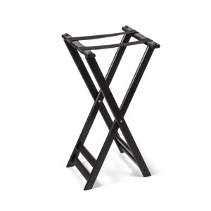 Stojak drewniany pod tacę, czarny , drewno akacjowe 42 x 36 x 81,5 cm