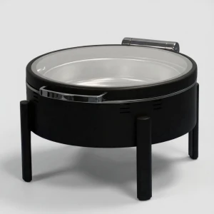 CLARA podgrzewacz okrągły  z pokrywą szklaną, czarny mat