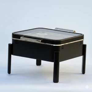 CLARA podgrzewacz GN 2/3 z pokrywą szklaną, czarny mat