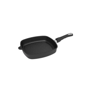 AMT patelnia grillowa kwadratowa aluminiowa, z uchwytem bocznym, 28 x 28 cm